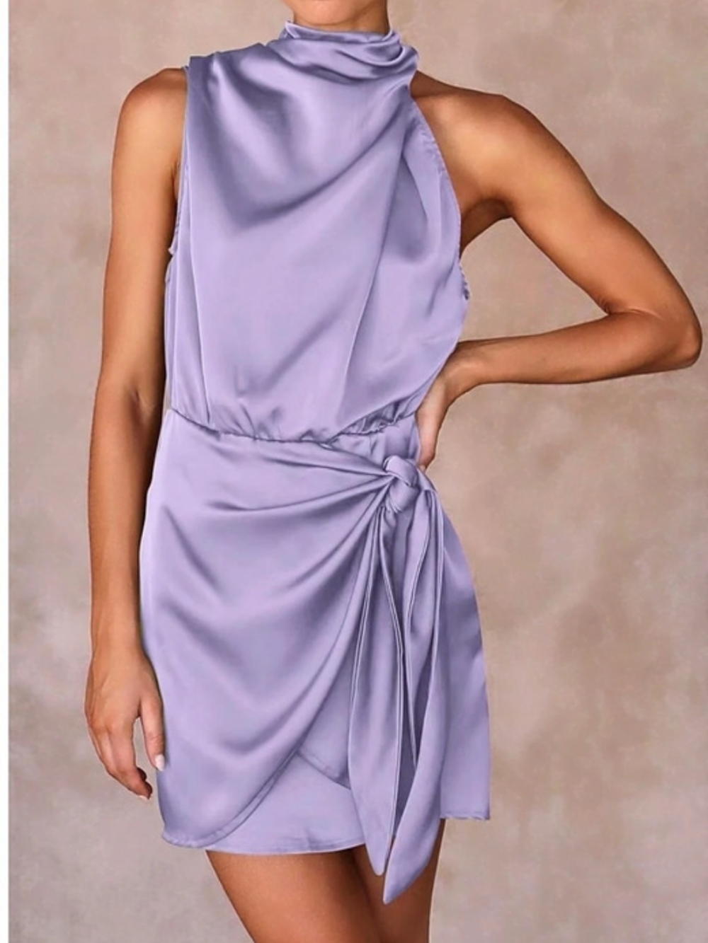 Prettygarden Draped Mini Dress in Purple Size Small NWT